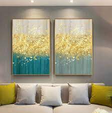 Golden Splash Abstract Wall Art Blue Gold Contemporary Wall Art Decor Contemporary Wall Art Decor Wall Art Pictures Modern Canvas Art