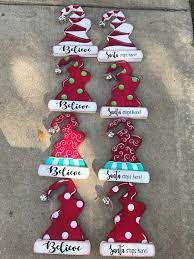 Santa Hat Christmas Sign Santa Sign Christmas Decor Santa Etsy Christmas Decorations Christmas Wood Christmas Decor Diy