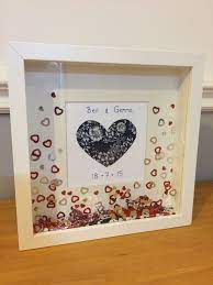 Diy Wedding Present Ikea Ribba Frame Some Card Fabric And Confetti Hochzeitsgeschenk Basteln Geschenke Basteln Diy Hochzeitsgeschenk