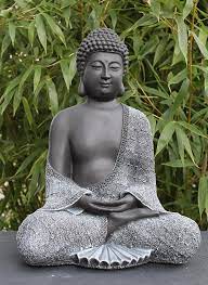 Tiefes Kunsthandwerk Buddha Figur Aus Stein Sitzend In Schiefer Grau Buddha Figur Statue Buddha
