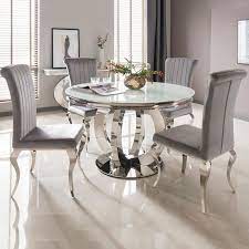 Our Beautiful Las Vegas Collection Would Make A Stunning Statement In Any Home Stunning Round Dining Room Table Round Dining Room Sets Glass Round Dining Table