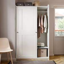 Hauga Kleiderschrank Mit Schiebeturen Weiss 118x55x199 Cm Ikea Deutschland Sliding Wardrobe Doors Ikea Sliding Wardrobes Sliding Doors