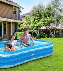 Sable Inflatable Pool 118 X 72 5 X 20in Rectangular Swimming Pool For Toddlers Kids Family Above Ground Backyard Outdoor Worthpin Rectangular Swimming Pools Inflatable Pool Swimming Pools