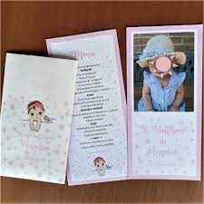 Menu Battesimo Bimba Fronte Retro Con Foto Ideale Per Tutti Gli Eventi Battesimo Sacchetti Per Bomboniere Retro