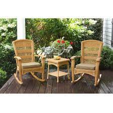 3 Piece Outdoor Porch Rocker Set With 2 Amber Wicker Resin Rocking Chairs Table Patio Rocking Chairs Outdoor Rocking Chairs Rocking Chair Set