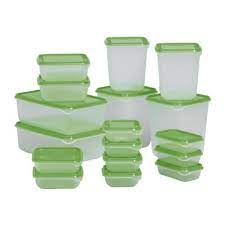 Pruta Food Container Set Of 17 Clear Green Ikea Food Storage Organization Ikea Food Food Containers