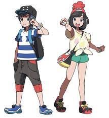 The Two Main Protagonists In Pokemon Sun And Pokemon Moon You Can Change Their Skin Color At The Beginning Of Th Pokemon Characters Pokemon Sun Pokemon Sketch
