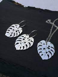 Monstera Deliciosa Sterling Silver Earrings Ritual Remains Leaf Earring Leaves Plant Based Jewelry Gifts Jewelry Gifts Sterling Silver Earrings Silver Earrings
