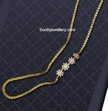Thali Chain With Floral Motifs Photo Gold Jewellery Design Necklaces Gold Chain Jewelry Black Beaded Jewelry
