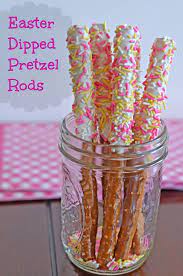 Easter Desserts Dipped Pretzel Rods Easter Dipped Pretzels Easter Dips Easter Dessert
