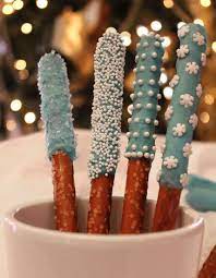 Snyder S Of Hanover Pretzel Rods Dipped In Chocolate And Decorated With Cake Mate Decors So Pr Christmas Baking Gifts Christmas Food Gifts Christmas Pretzels