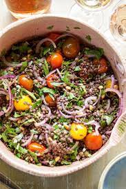 Linsensalat Mit Gerosteten Tomaten Rezept Vegetarisch Glutenfrei Linsensalat Tomaten Rezepte Linsensalat Rezept