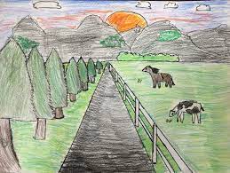 Elementi Della Camera Art 5 Grado One Point Perspective Landscapes Landscape Drawings Perspective Art Landscape Art Lessons