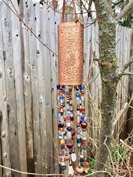Copper Blue Wind Chimes Hanging Bead Mobile Garden Art Etsy Wind Chimes Hanging Beads Bead Art