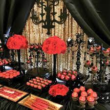 Black Gold And Red Red Birthday Party Black Gold Party Black And Gold Party Decorations