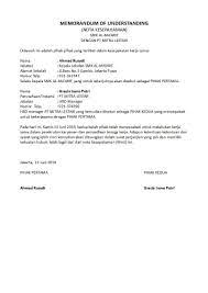 Contoh Memorandum Of Understanding Mou Kerjasama Sekolah Perusahaan Dinas Organisasi Dan Sekolah Kepala Sekolah Surat