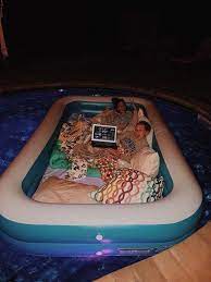 Have An Amazing Sleep Over In A Giant Floaty In A Pool Fun Sleepover Ideas Sleepover Friends Funny