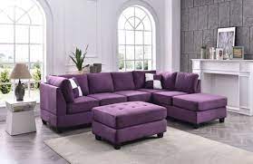 Glory Furniture Malone Contemporary Purple Sectional With Ottoman In 2020 Mismatched Living Room Furniture Purple Living Room Furniture