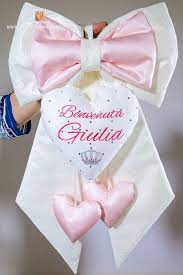 Fiocco Nascita Particolare Di Pizzo Con Ricami Personalizzati Per Giulia Ricamo Personalizzato Fiori Di Stoffa Fai Da Te Nascita