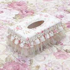 Amazon Com Sweet Lace Cloth Tissue Box Tissue Pumping Paper Box Desktop Napkin Storage Box Decoration Pape Tissue Boxes Diy Tissue Box Cover Decorative Boxes