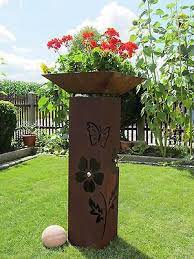 4eck Saule Rost Blume Edelrost Metall Gartendeko Stele Rost Deko Edelstahl Kugel Rost Deko Garten Rost Deko Metall Gartenkunst