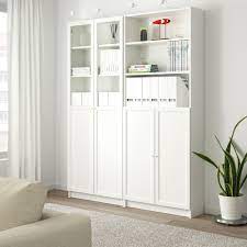 Billy Oxberg Bookcase With Panel Glass Doors White Ikea Bookcase With Glass Doors Ikea Bookshelves Glass Cabinet Doors