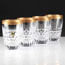 4 Vintage Becher Driburg Kristall Goldrand Goldbordure Bleikristall Glaser K80 Glas Kristalle Becher