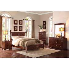 Morelle Cherry 6 Piece Queen Bedroom Set Sleigh Bedroom Set Bedroom Sets Queen Bedroom Set