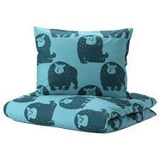 Urskog Bettwascheset 2 Teilig Tiger Blau 140x200 80x80 Cm Ikea Deutschland Bettdeckenbezug Ikea Bettwasche Kinder