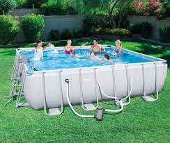 Beat The Heat This Summer In This Bestway 16 X 48 Steel Pro Frame Above Ground Pool Set Rectangular Pool Rectangular Swimming Pools Children Swimming Pool