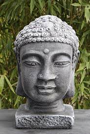 Gartenfigur Buddha Buddhakopf Steinguss Schiefergrau Amazon De Garten Statuen Buddha Kopf Statue