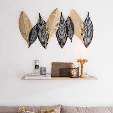 Gold And Black Metal Leaf Wall Art 93x51 Enoya Maisons Du Monde Metal Leaf Wall Art Leaf Wall Art Wall Art Living Room