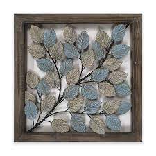 Leaves Metal Wall Art In Blue Cream Bed Bath Beyond Metal Tree Wall Art Metal Flower Wall Art Metal Wall Art Decor
