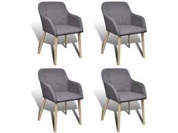 Chaise de salle à manger en bois ou en métal : Splendide Fauteuils Collection Jerusalem Chaise De Salle A Manger 4 Pcs Cadre En Chene Tissu Gris Fonce Vente De Sans Marque Conforama