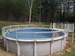 24 Round Complete Aqua Leader With Deck And Fence Installed May 2014 In Bellingham Ma In Ground Pools Above Ground Pool Pool Safety Fence