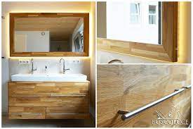 Bad Spiegel Aus Eichenholz Mit Indirekter Led Beleuchtung Wc Spiegel Badgestaltung Spiegel Holzrahmen
