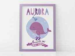 Quadretto Nascita Personalizzabile Balena Regalo Ideale Ad Una Bimba Appena Nata Di Marameoshop Su Etsy Birth Pictures Etsy Book Cover