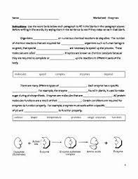 Enzyme Reactions Worksheet Answer Key Awesome Cloze Worksheet Enzymes Biology 9 12 By Educator Enzymes Biology Biology Lessons Biology Worksheet