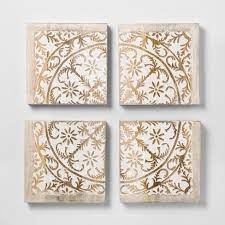 Carved Wood Panel 4pk Decorative Wall Art Set Opalhouse Target Wall Art Decor Wall Art Sets Bird Wall Art