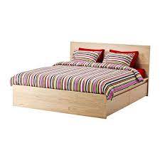 Malm High Bed Frame 4 Storage Boxes White Stained Oak Veneer Queen Ikea In 2020 High Bed Frame Malm Bed Frame Beds For Small Spaces