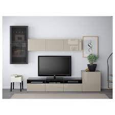 Besta Tv Storage Combination Glass Doors Black Brown Selsviken High Gloss Beige Smoked Glass Ikea Living Room Tv Ikea Tv Ikea Living Room