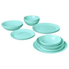 Ikea Besegra Service 16 Tlg Hellturkis 24 Je 4 Teller O 25 Cm Dessertteller O 20 Cm Tiefe Teller O 20 Hellturkis Dessertteller Feines Porzellan
