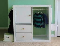 Kallax 2 2 Shelf For An Ikea Hack Child Sized Closet On One Side Of His New Closet We Hun Toddler Closet Montessori Toddler Bedroom Montessori Toddler Rooms