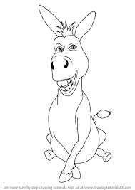 How To Draw Donkey From Shrek Drawingtutorials101 Com Donkey Drawing Shrek Drawings