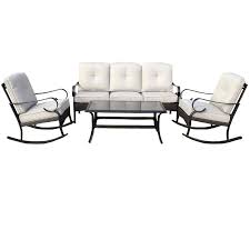 Garden Treasures Arbington 4 Piece Metal Frame Patio Conversation Set With Cushions Lowes Com Conversation Set Patio Spacious Sofa Outdoor Furniture Sets