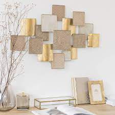 Gold White And Pink Metal Wall Art 76x60 Maisons Du Monde Gold Wall Decor Tuscan Wall Decor Decor