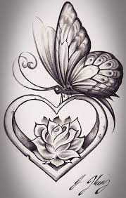 Heart Shape Butterfly Tattoo Design Tattooshuntcom Zentangle Rose And Butterfly Tattoo Tattoos Butterfly Tattoo Designs