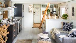 Interior Designer Genevieve Gorder Transforms Seattle Houseboat For Netflix Series Stay Here Gray Genevieve Gorder Boat House Interior House Boat