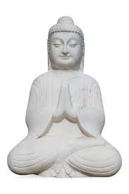 Buddha Statue Fur Den Garten Mit Betender Handhaltung Aus Weissem Marmor Stein Betende Buddha Figur Aus Marmorstein Erschaffen Diese Geste Wird Auch Namaskar