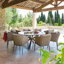 Elle dépendra du style et de l'ambiance que vous voudriez créer et du. Table De Jardin Ronde Aluminium Embruns Noisette Salon De Jardin Table Et Chaise Eminza